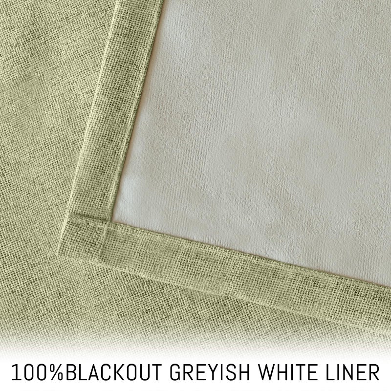 Yakamok Sage Green Linen Curtains 100% Blackout 63 Inches Long,Room Darkening Textured Curtains for Living Room Thermal Grommet Bedroom Curtains 2 Panels with Greyish White Liner - Image 3